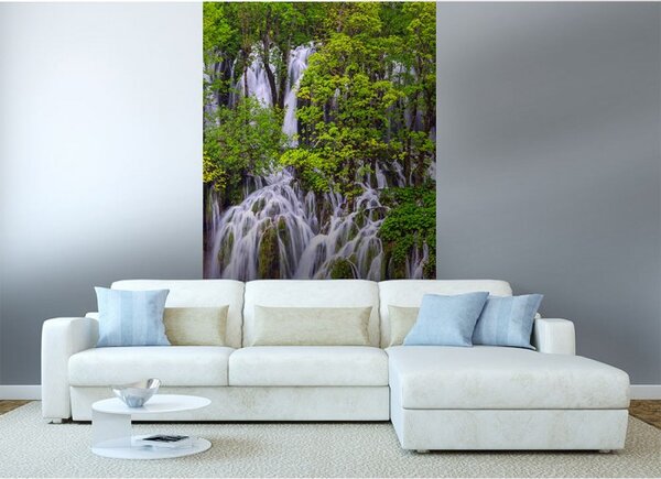 DIMEX | Vliesové fototapety na stenu Plitvické jazerá MS-2-0078 | 150 x 250 cm | zelená, biela, hnedá