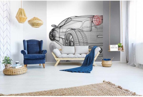 DIMEX | Vliesová fototapeta na stenu Svetlý model auta MS-3-0316 | 225 x 250 cm | čierna, biela, červená