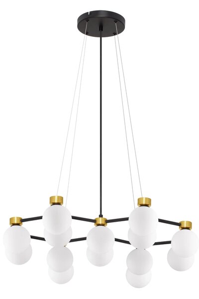 Zlato-čierno-biely moderný luster Ovalino 73 – 73 x 50 x 120 cm