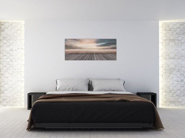 Obraz - Mólo pri západe slnka (120x50 cm)