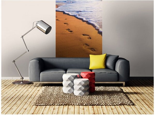 DIMEX | Vliesové fototapety na stenu Stopy na pláži MS-2-0193 | 150 x 250 cm | hnedá, biela