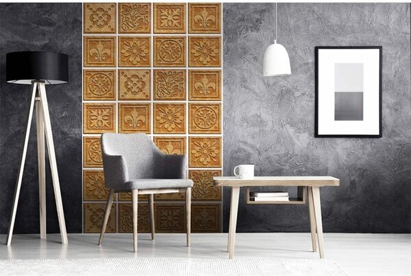 DIMEX | Vliesové fototapety na stenu Žulové kachličky MS-2-0274 | 150 x 250 cm | oranžová