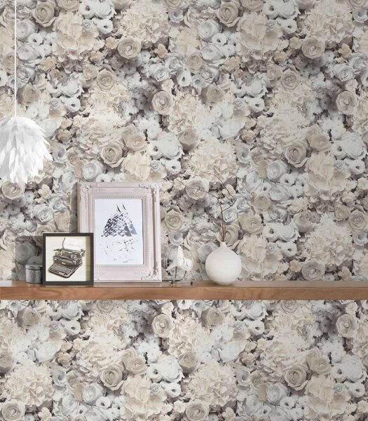 A.S. Création | Vliesová tapeta na stenu Trendwall 2 38008-3 | 0,53 x 10,05 m | biela, krémová, šedá