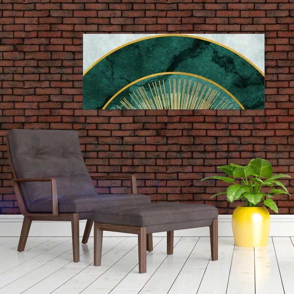 Obraz - Tvary so zlatou textúrou (120x50 cm)