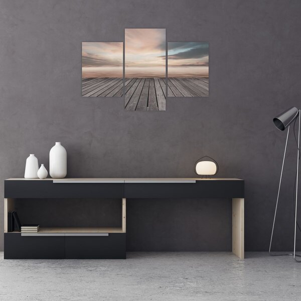 Obraz - Mólo pri západe slnka (90x60 cm)