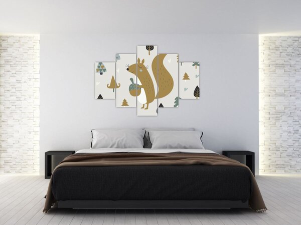 Obraz - Veverička s orieškom (150x105 cm)