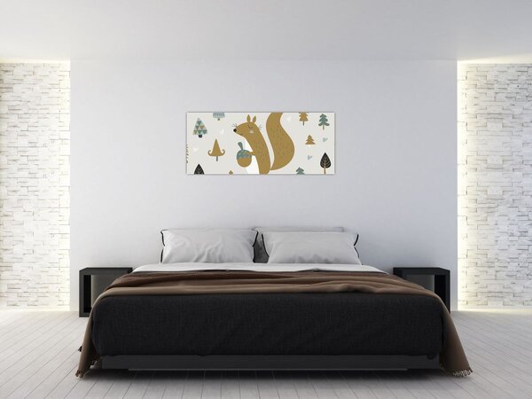 Obraz - Veverička s orieškom (120x50 cm)