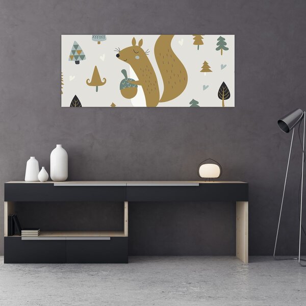 Obraz - Veverička s orieškom (120x50 cm)