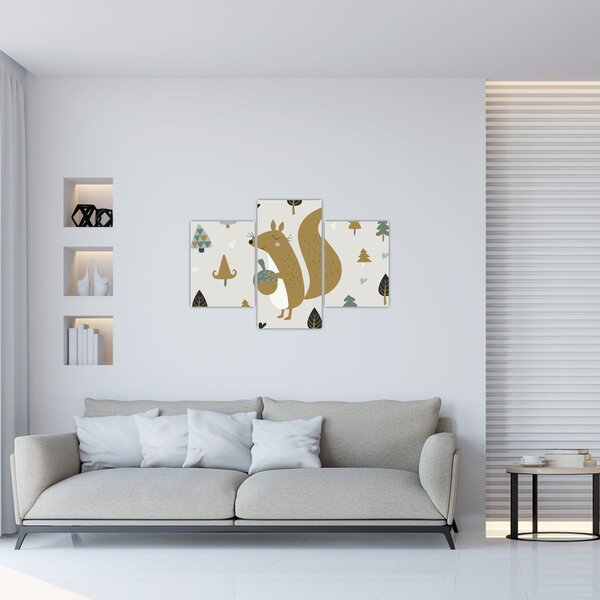 Obraz - Veverička s orieškom (90x60 cm)
