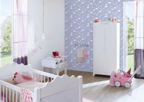A.S. Création | Vliesová tapeta na stenu Little Love 38125-1 | 0,53 x 10,05 m | biela, šedá, ružová