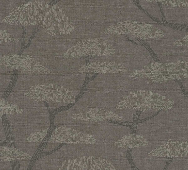 A.S. Création | Vliesová tapeta na stenu Nara 38741-5 | 0,53 x 10,05 m | čierna, hnedá, šedá