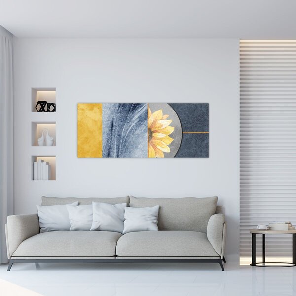 Obraz - Tvary a kvet (120x50 cm)