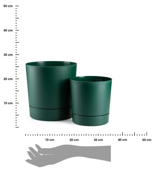 PLASTOVÝ KVETINÁČ AZALEA SADA 2KS 22,5X23,5 CM+17,5X18,5 CM TMAVOZELENÁ