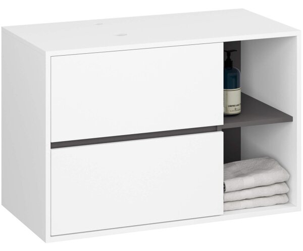 Skrinka pod umývadlo VAMI W90 2SZ biela / garafitová / sivá