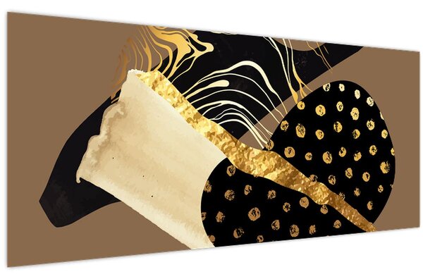 Obraz - Abstrakcia golden brown N⁰1 (120x50 cm)