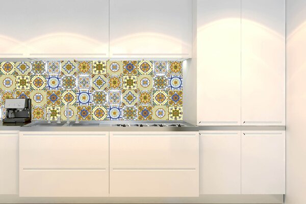 DIMEX | Fototapeta do kuchyne Žlté dlaždice KI-180-164 | 180 x 60 cm | viacfarebná