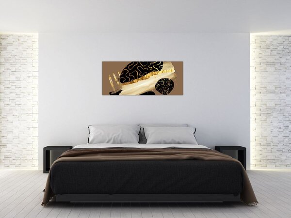 Obraz - Abstrakcia golden brown N⁰3 (120x50 cm)
