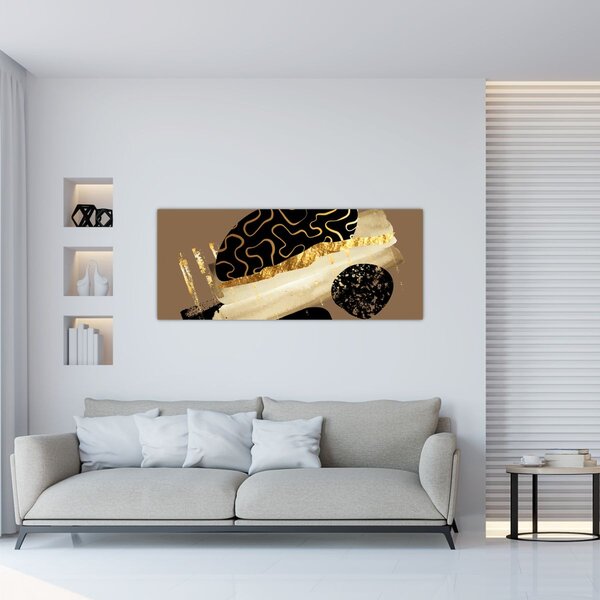 Obraz - Abstrakcia golden brown N⁰3 (120x50 cm)