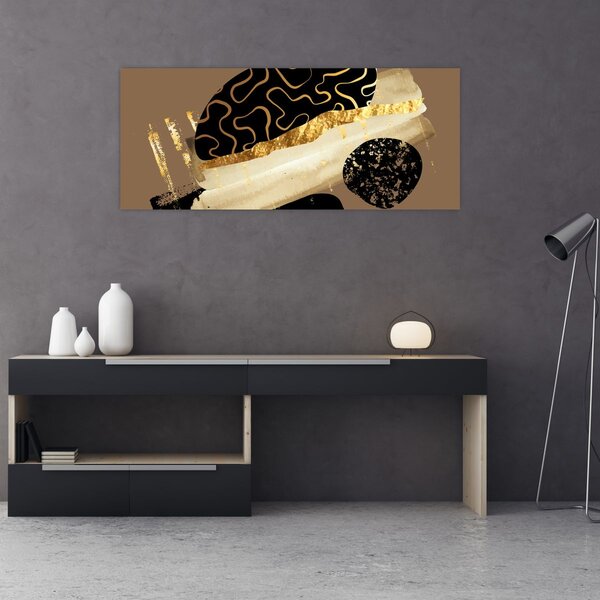 Obraz - Abstrakcia golden brown N⁰3 (120x50 cm)