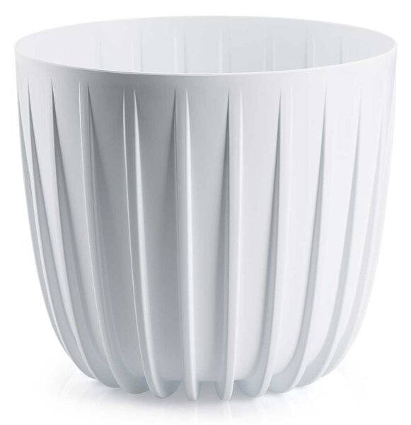 PLASTOVÝ KVETINÁČ STRIPPED 24X21 CM BIELA