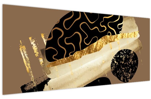 Obraz - Abstrakcia golden brown N⁰3 (120x50 cm)