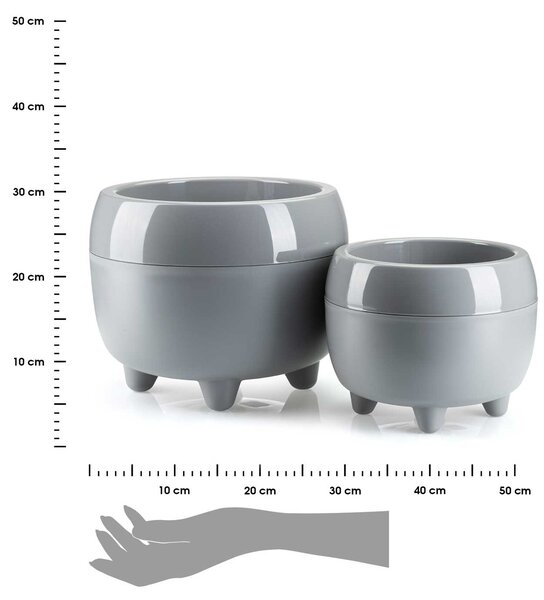 PLASTOVÝ KVETINÁČ BOTANICA SADA 2KS 30X24 CM+23X18,5 CM SIVÁ