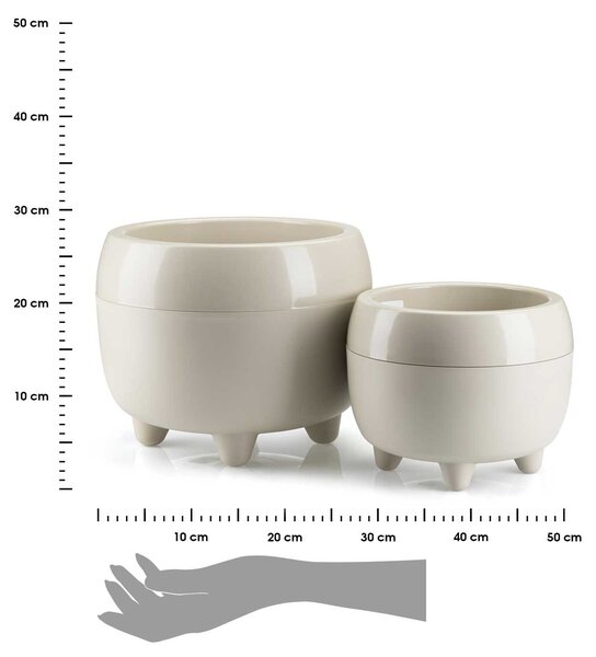 PLASTOVÝ KVETINÁČ BOTANICA SADA 2KS 30X24 CM+23X18,5 CM BÉŽOVÁ