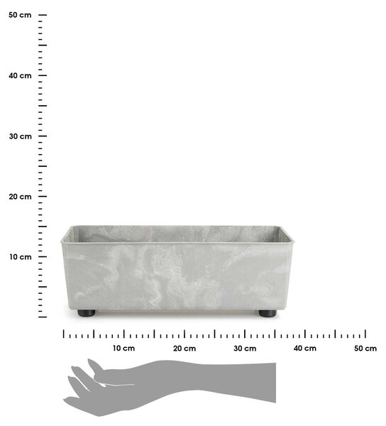 PLASTOVÝ KVETINÁČ SALVIA 37,5X17 CM IMITÁCIA BETÓNU SIVÁ