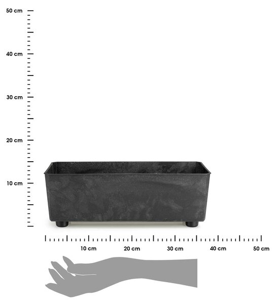 PLASTOVÝ KVETINÁČ SALVIA 37,5X17 CM IMITÁCIA BETÓNU ČIERNA