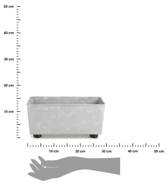 PLASTOVÝ KVETINÁČ SALVIA 28,5X17 CM IMITÁCIA BETÓNU SIVÁ