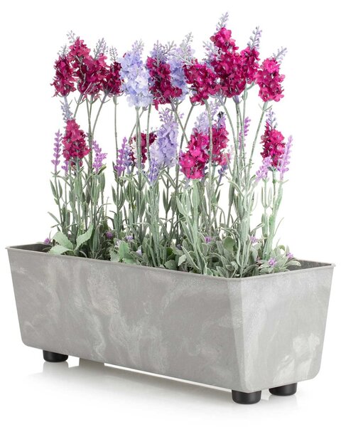 PLASTOVÝ KVETINÁČ SALVIA 37,5X17 CM IMITÁCIA BETÓNU SIVÁ
