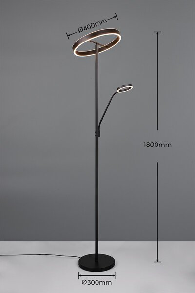 Trio T449510232 LED stojacia lampa WILLIS | 39+6W integrovaný LED zdroj | 4600lm | 2700+3350+4000K