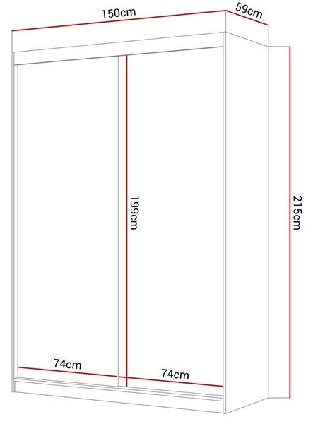 ŠATNÍKOVÁ SKRIŇA EMA 150 cm BIELA