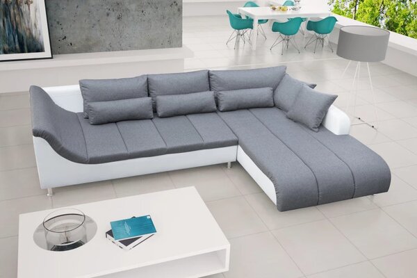 Zltahala.sk LOFT rohová sedacia súprava, Ľavá, biela/sivá (soft 17/inari 94)