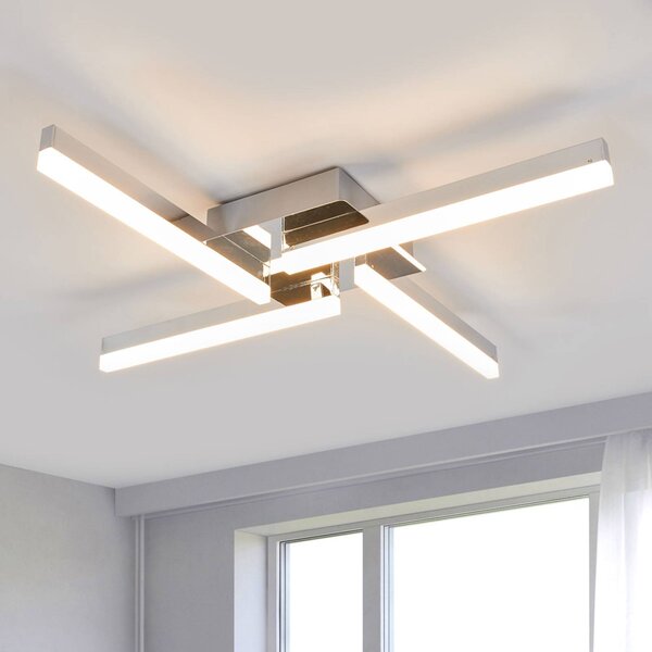 Lindby LED stropné svietidlo Patrik, 59 cm, 4 svetlá, chróm, IP44, Chrómová / strieborná, Kúpeľňa, kov, Moderný, Stropné svetlo