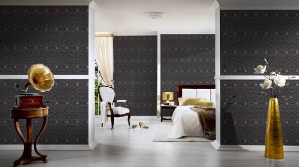 A.S. Création | Vliesová tapeta na stenu Versace 37049-4 | 0,70 x 10,05 m | čierna, šedá