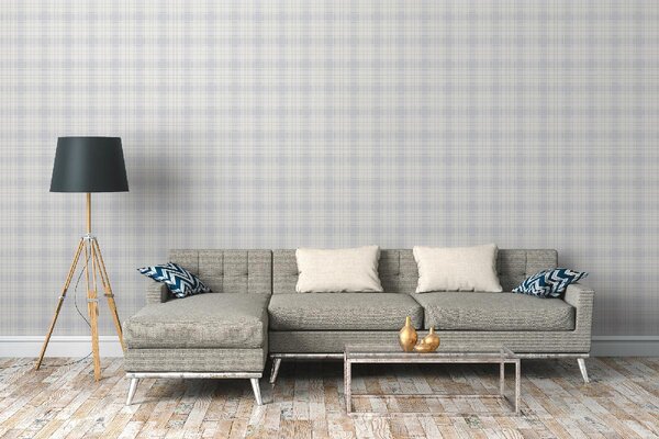 A.S. Création | Vliesová tapeta na stenu Maison Charme 39072-2 | 0,53 x 10,05 m | modrá, krémová, šedá
