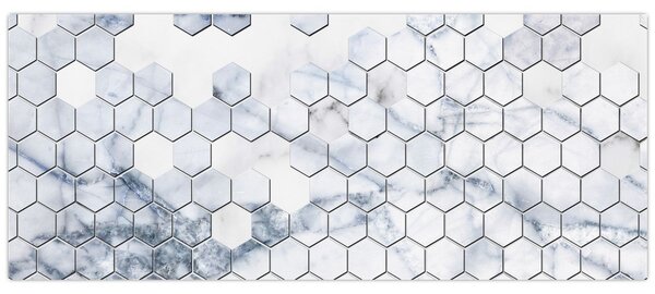 Obraz - Mramorované hexagóny (120x50 cm)