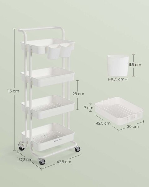 Pojazdný regál biely BSC077WZ01