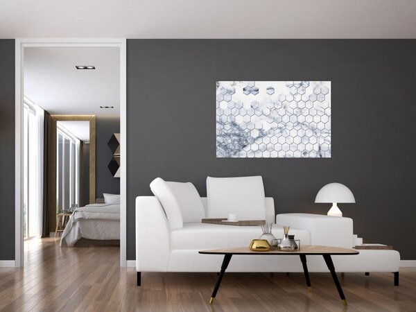 Obraz - Mramorované hexagóny (90x60 cm)