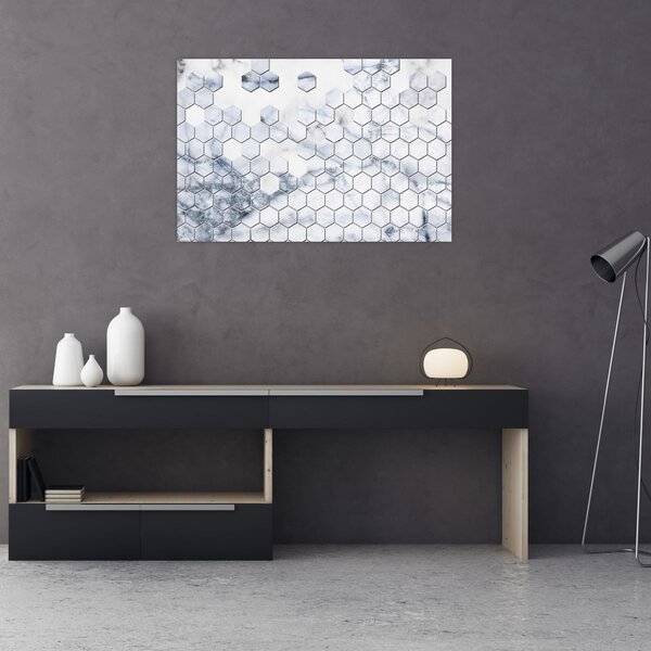 Obraz - Mramorované hexagóny (90x60 cm)