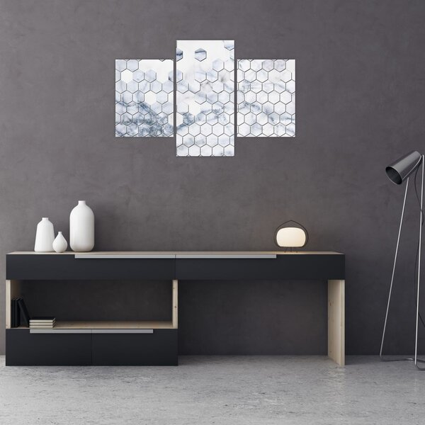 Obraz - Mramorované hexagóny (90x60 cm)