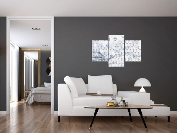 Obraz - Mramorované hexagóny (90x60 cm)