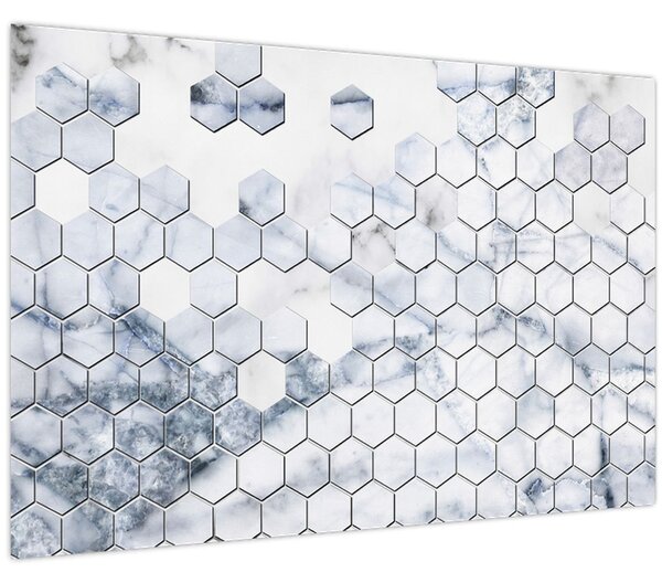 Obraz - Mramorované hexagóny (90x60 cm)