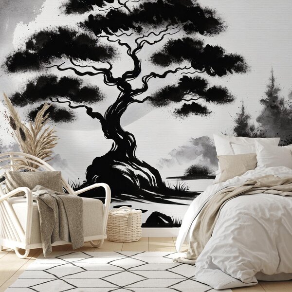 Fototapeta - Čiernobiela bonsai (147x102 cm)