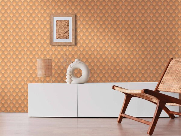 A.S. Création | Vliesová tapeta na stenu Retro Chic 39538-4 | 0,53 x 8,5 m | hnedá, oranžová