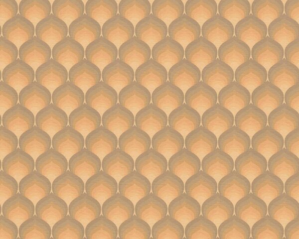 A.S. Création | Vliesová tapeta na stenu Retro Chic 39538-4 | 0,53 x 8,5 m | hnedá, oranžová