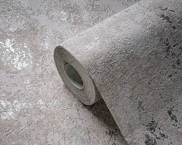 A.S. Création | Vliesová tapeta na stenu Casual Living 39387-3 | 0,53 x 10,05 m | krémová, béžová, šedá, metalická