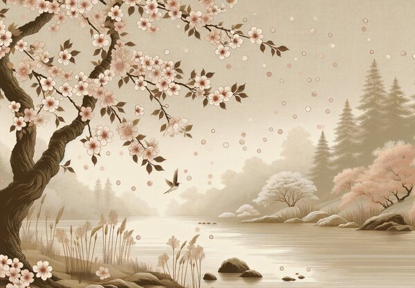 Fototapeta - Sakura pri rieke (147x102 cm)