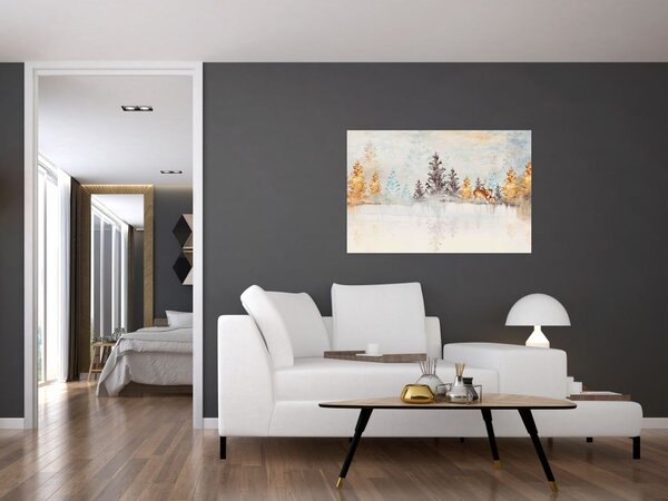 Obraz - Akvarelový les (90x60 cm)